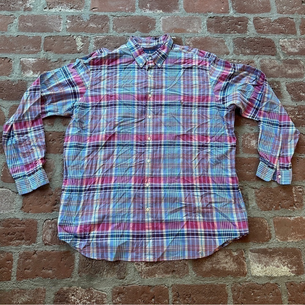 Polo Ralph Lauren Button Down Madras Plaid Shirt Big & Tall Size 2XLT Tall